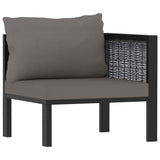 7 Piece Garden Lounge Set with Cushions Poly Rattan Anthracite - Low Angle