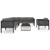 8 Piece Garden Lounge Set with Cushions Poly Rattan Anthracite - Front View
