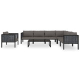 8 Piece Garden Lounge Set with Cushions Poly Rattan Anthracite - Side View