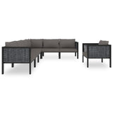 7 Piece Garden Lounge Set with Cushions Poly Rattan Anthracite - Front View