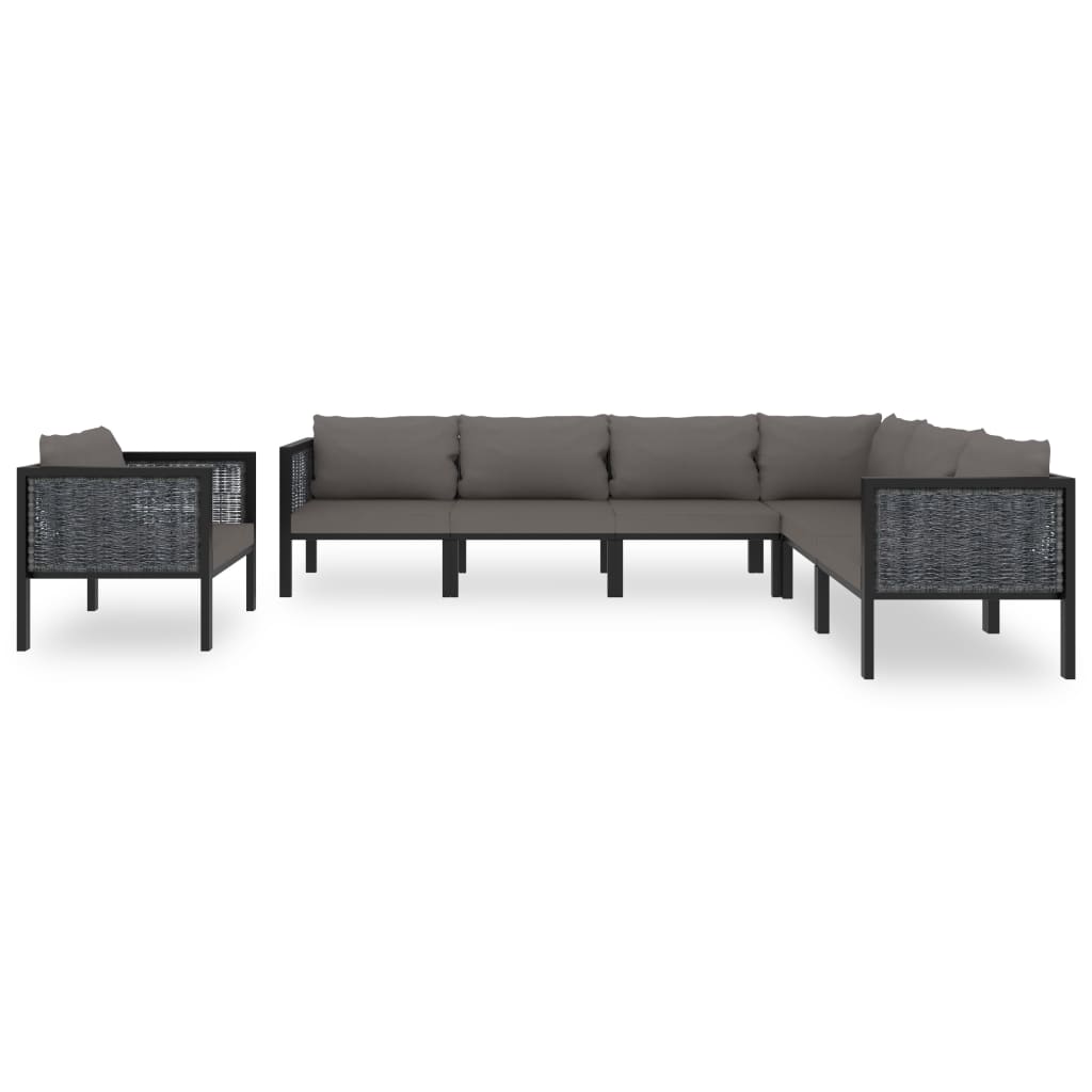 7 Piece Garden Lounge Set with Cushions Poly Rattan Anthracite