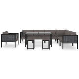 10 Piece Garden Lounge Set with Cushions Poly Rattan Anthracite - Side View