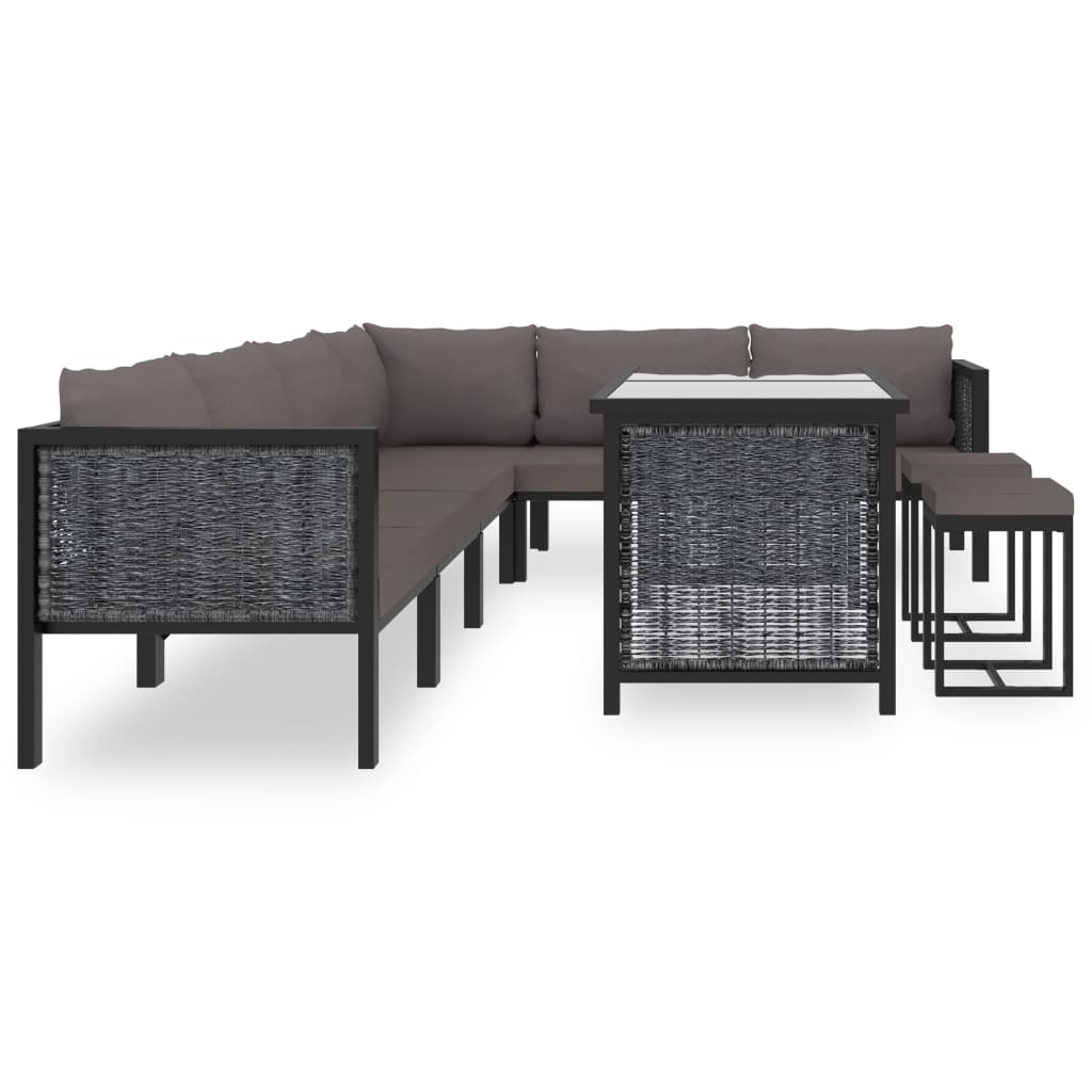 9 Piece Garden Lounge Set with Cushions Poly Rattan Anthracite