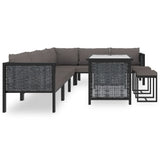 9 Piece Garden Lounge Set with Cushions Poly Rattan Anthracite - Front View