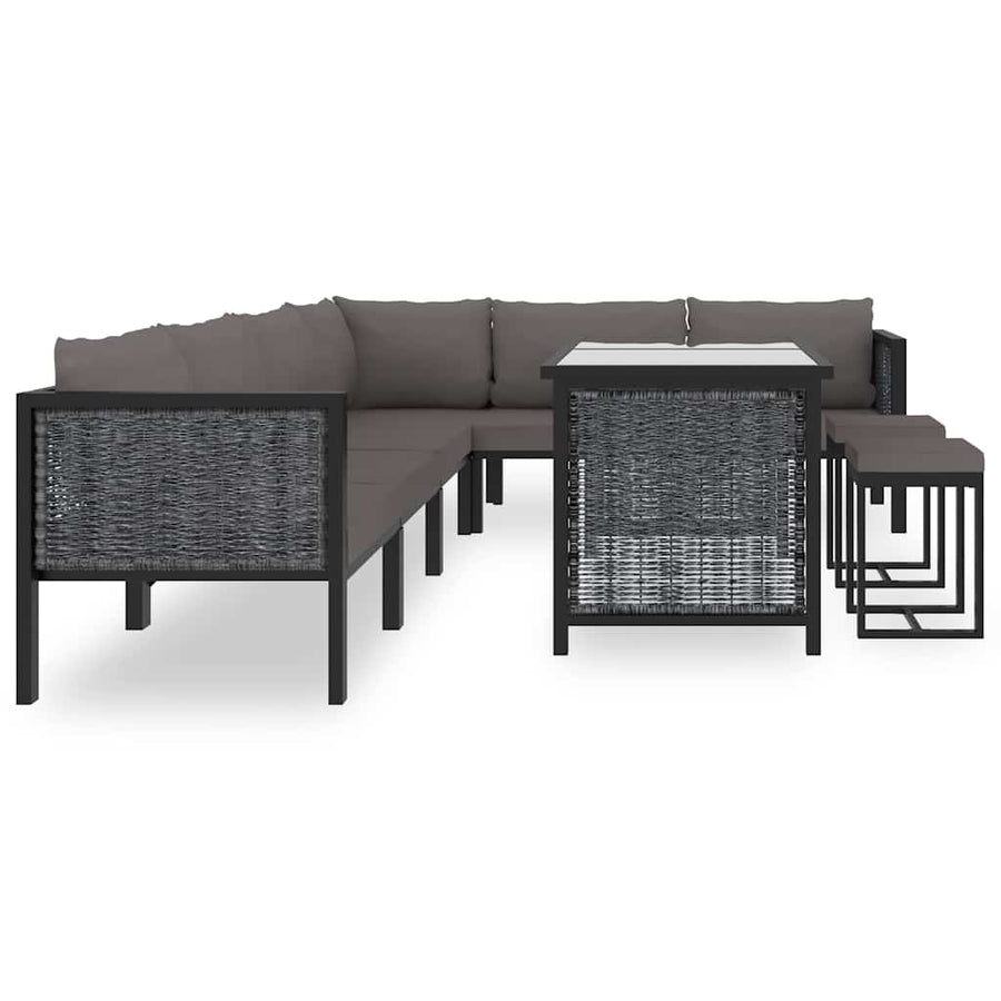9 Piece Garden Lounge Set with Cushions Poly Rattan Anthracite