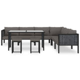 9 Piece Garden Lounge Set with Cushions Poly Rattan Anthracite