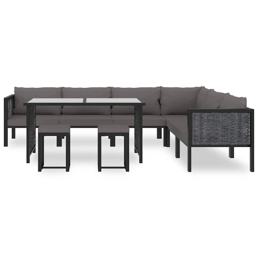9 Piece Garden Lounge Set with Cushions Poly Rattan Anthracite