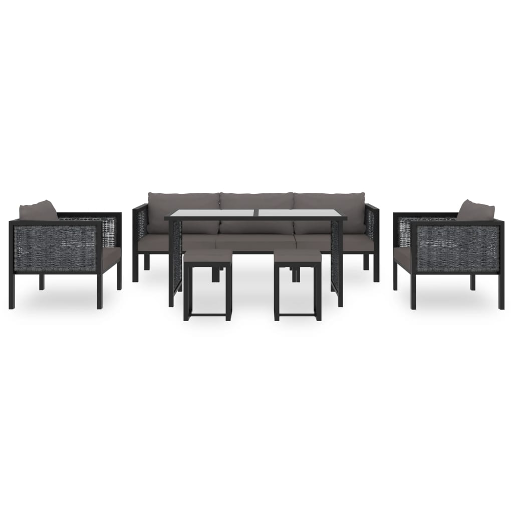 8 Piece Garden Lounge Set with Cushions Poly Rattan Anthracite