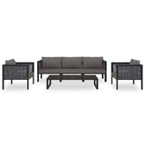 6 Piece Garden Lounge Set with Cushions Poly Rattan Anthracite - Front View