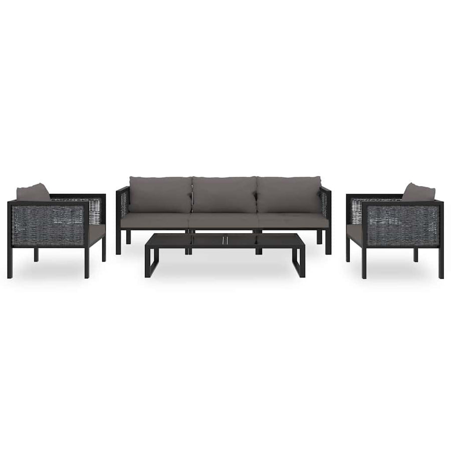 6 Piece Garden Lounge Set with Cushions Poly Rattan Anthracite