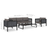 6 Piece Garden Lounge Set with Cushions Poly Rattan Anthracite - Extra Image