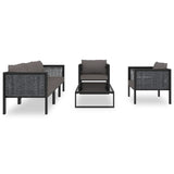 6 Piece Garden Lounge Set with Cushions Poly Rattan Anthracite - Side View