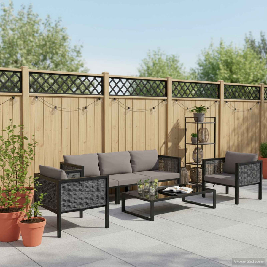 6 Piece Garden Lounge Set with Cushions Poly Rattan Anthracite