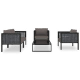 5 Piece Garden Lounge Set with Cushions Poly Rattan Anthracite - Side View