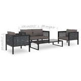 5 Piece Garden Lounge Set with Cushions Poly Rattan Anthracite - Extra Image