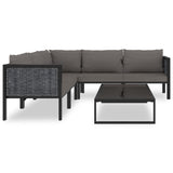 6 Piece Garden Lounge Set with Cushions Poly Rattan Anthracite - Side View