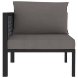 Right Corner Sofa with Cushion Anthracite Poly Rattan - Front View