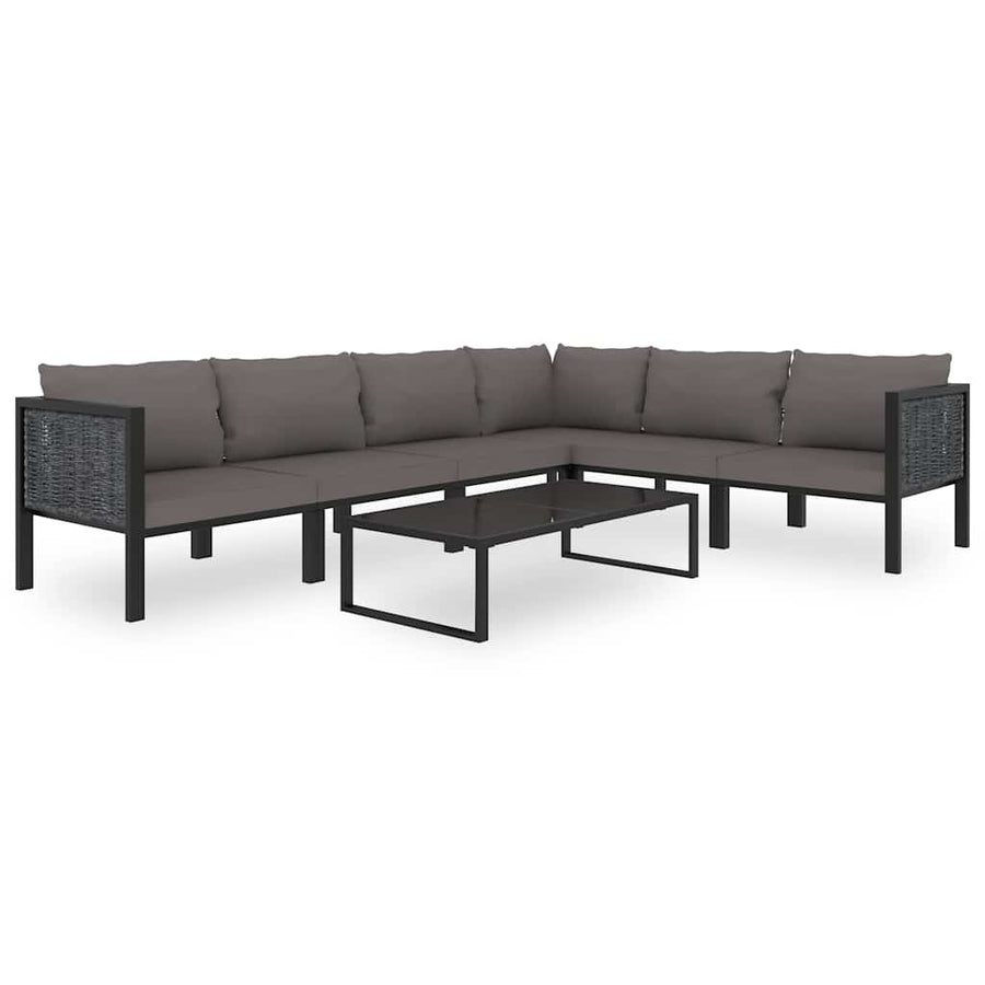 Right Corner Sofa with Cushion Anthracite Poly Rattan