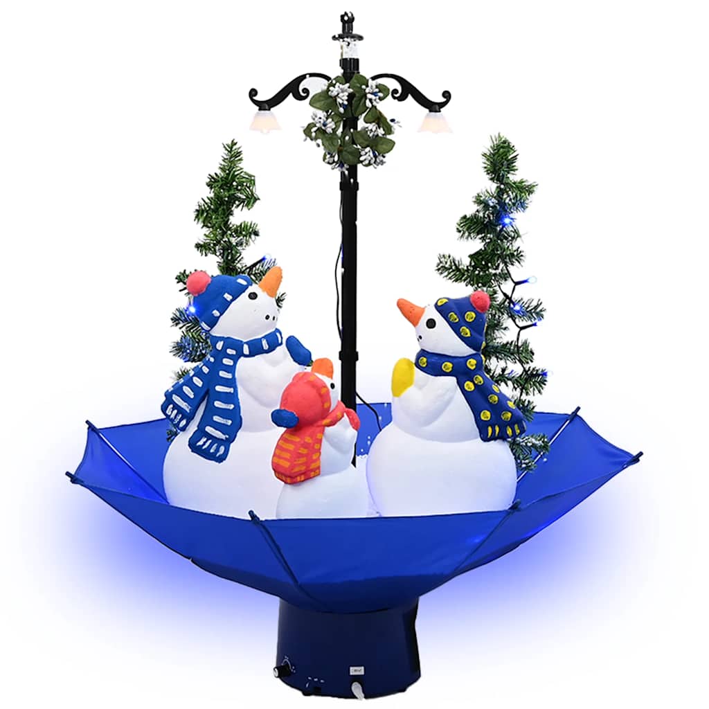 Snowing Christmas Tree with Umbrella Base Blue 75 cm PVC