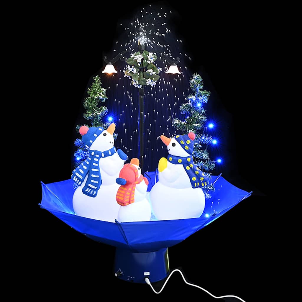 Snowing Christmas Tree with Umbrella Base Blue 75 cm PVC