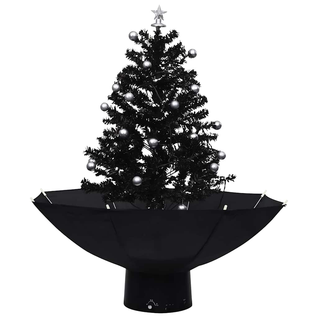 Snowing Christmas Tree with Umbrella Base Black 75 cm PVC