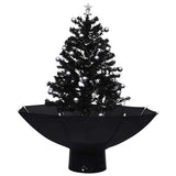 Snowing Christmas Tree with Umbrella Base Black 75 cm PVC - Front View