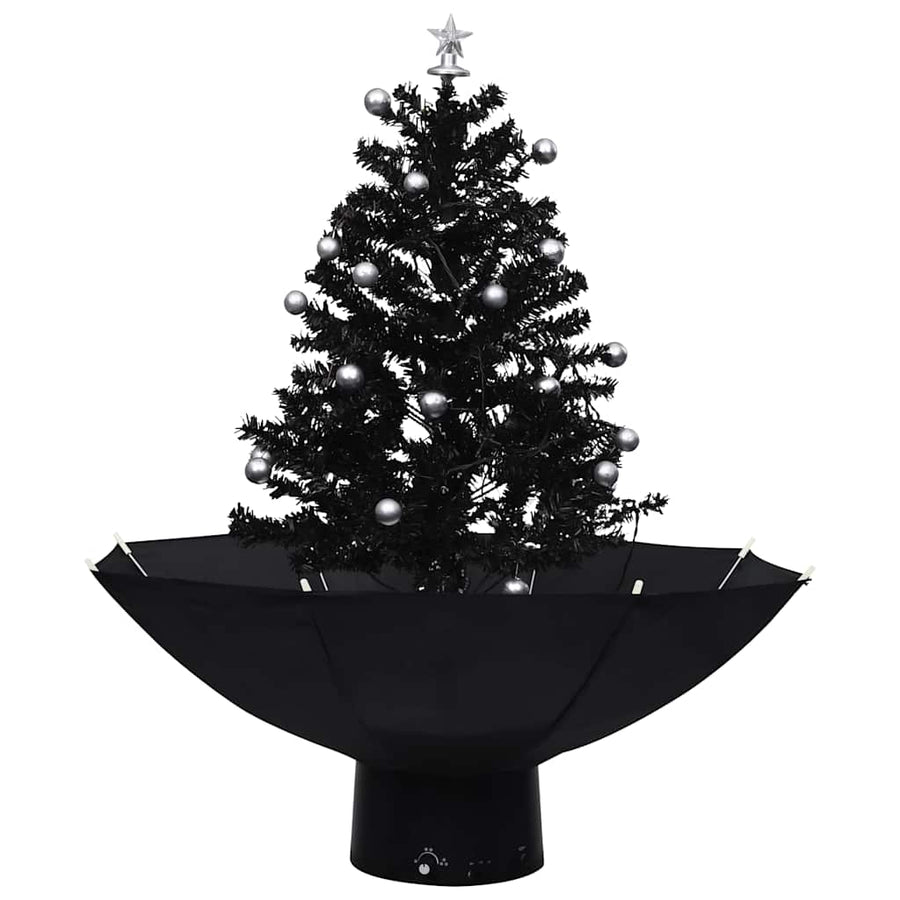 Snowing Christmas Tree with Umbrella Base Black 75 cm PVC