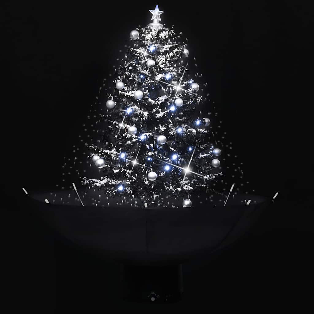 Snowing Christmas Tree with Umbrella Base Black 75 cm PVC