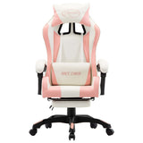 Racing Chair with Footrest Pink and White Faux Leather - Front View