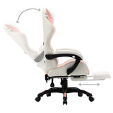 Racing Chair with Footrest Pink and White Faux Leather - Top-Down View