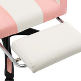 Racing Chair with Footrest Pink and White Faux Leather - Rear View