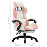 Racing Chair with Footrest Pink and White Faux Leather - Low Angle