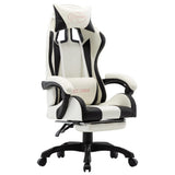 Racing Chair With Footrest Black And White Faux Leather