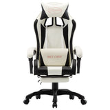 Racing Chair With Footrest Black And White Faux Leather