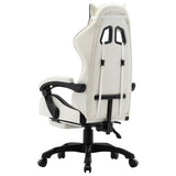 Racing Chair With Footrest Black And White Faux Leather - 45-Degree Angle