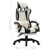 Racing Chair With Footrest Black And White Faux Leather