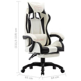 Racing Chair With Footrest Black And White Faux Leather - Low Angle
