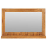Wall Mirror with Shelf 60x12x40 cm Solid Teak Wood - Front View
