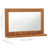 Wall Mirror with Shelf 60x12x40 cm Solid Teak Wood - Rear View