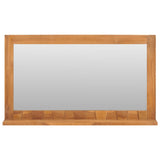 Wall Mirror with Shelf 100x12x60 cm Solid Teak Wood - Front View
