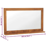 Wall Mirror with Shelf 100x12x60 cm Solid Teak Wood - Rear View