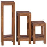 Plant Stands 3 pcs Solid Teak Wood - Front View