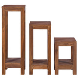 Plant Stands 3 pcs Solid Teak Wood - Side View