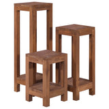 Plant Stands 3 pcs Solid Teak Wood - Top-Down View