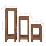 Plant Stands 3 pcs Solid Teak Wood - Close-Up Angle