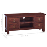 TV Cabinet Classical Brown 100x30x45 cm Solid Mahogany Wood - Low Angle