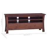 TV Cabinet Classical Brown 100x30x45 cm Solid Mahogany Wood - Low Angle