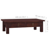 Coffee Table Classical Brown 100x50x30 cm Solid Mahogany Wood - Low Angle
