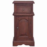 Bedside Cabinet Classical Brown Solid Mahogany Wood - Front View