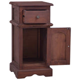 Bedside Cabinet Classical Brown Solid Mahogany Wood - Side View